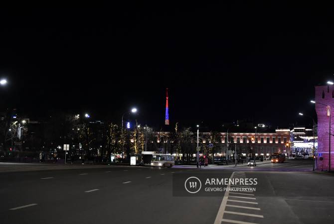 Nizhny Novgorod TV tower lit up in Armenian flag colors 