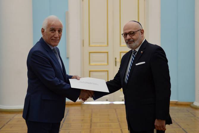 The newly appointed Ambassador of Israel to Armenia presents credentials to President Vahagn 
Khachaturyan