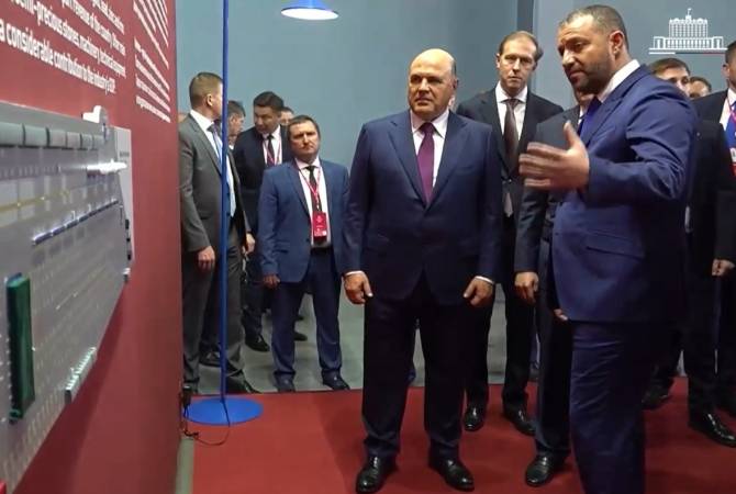 Russian PM gets acquainted with the display of the Armenian pavilion at "INNOPROM" 
exhibition