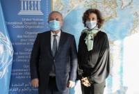 وزيرالثقاقة الأرميني فهرام دومانيان يلتقي مديرة اليونسكو أودري أزولاي بباريس وبحث الحفاظ على التراث 
الأرمني بآرتساخ 