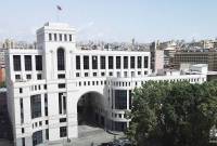Déclaration du ministère des Affaires étrangères d’Arménie