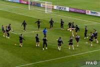 Ermenistan gençler futbol takımı maç öncesi  antremanlara başladı