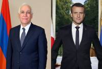 President Vahagn Khachaturyan congratulates the President of France on re-election
