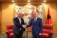 Ambassador Mkrtchyan presents credentials to the President of Albania