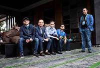 Men's chess team of Armenia defeats Azerbaijan. Olympiad